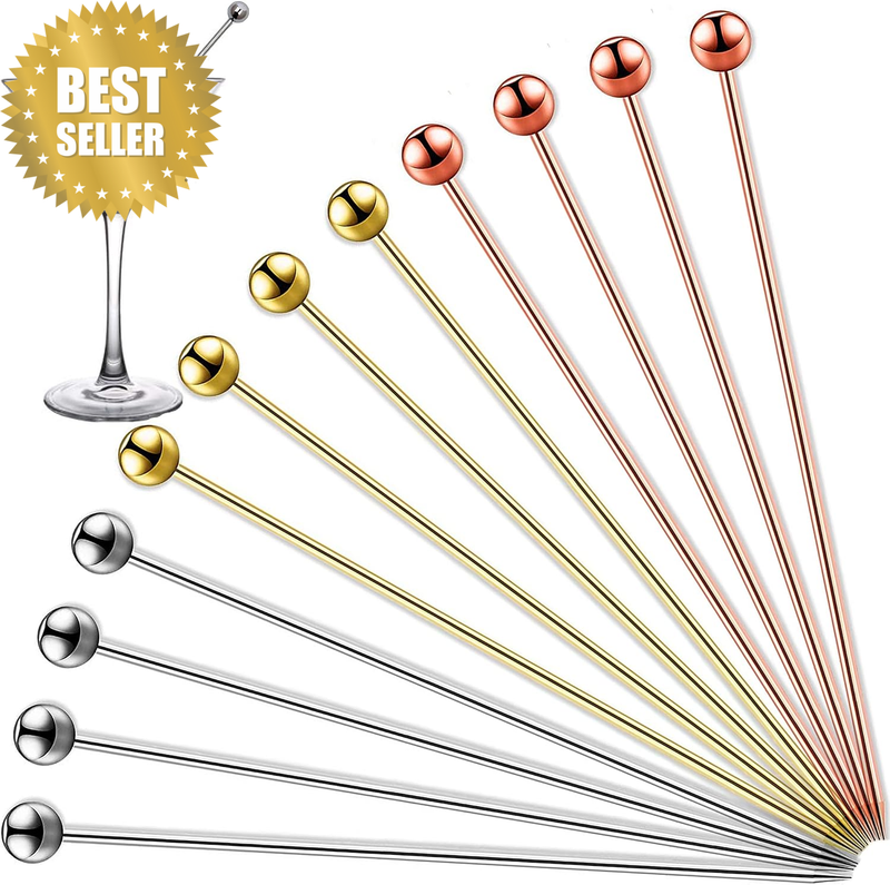 Cocktail Picks 12 PCS, 4.3 Inches Reusable Stainless Steel Cocktail Garnish Toot