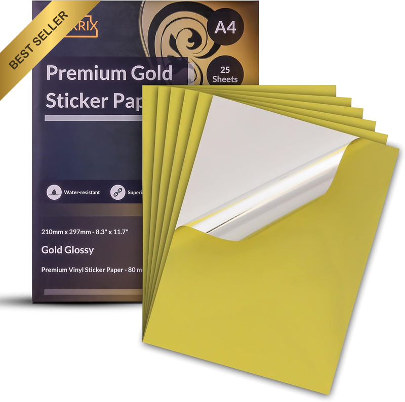 Australia Printable Vinyl Sticker Paper for Inkjet Laser Printer, Metallic Gold
