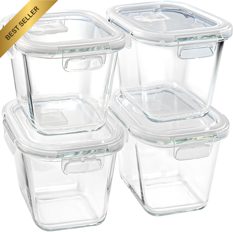Glass Soup Containers with Lids 32 Oz, 4 Cup Borosilicate Glass Food Storage Con