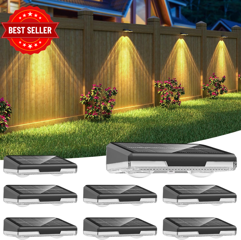 Solar Fence Lights Outdoor, 8 Pack LED Fence Lights, 3000/4000/6000K 3 Mode, IP6
