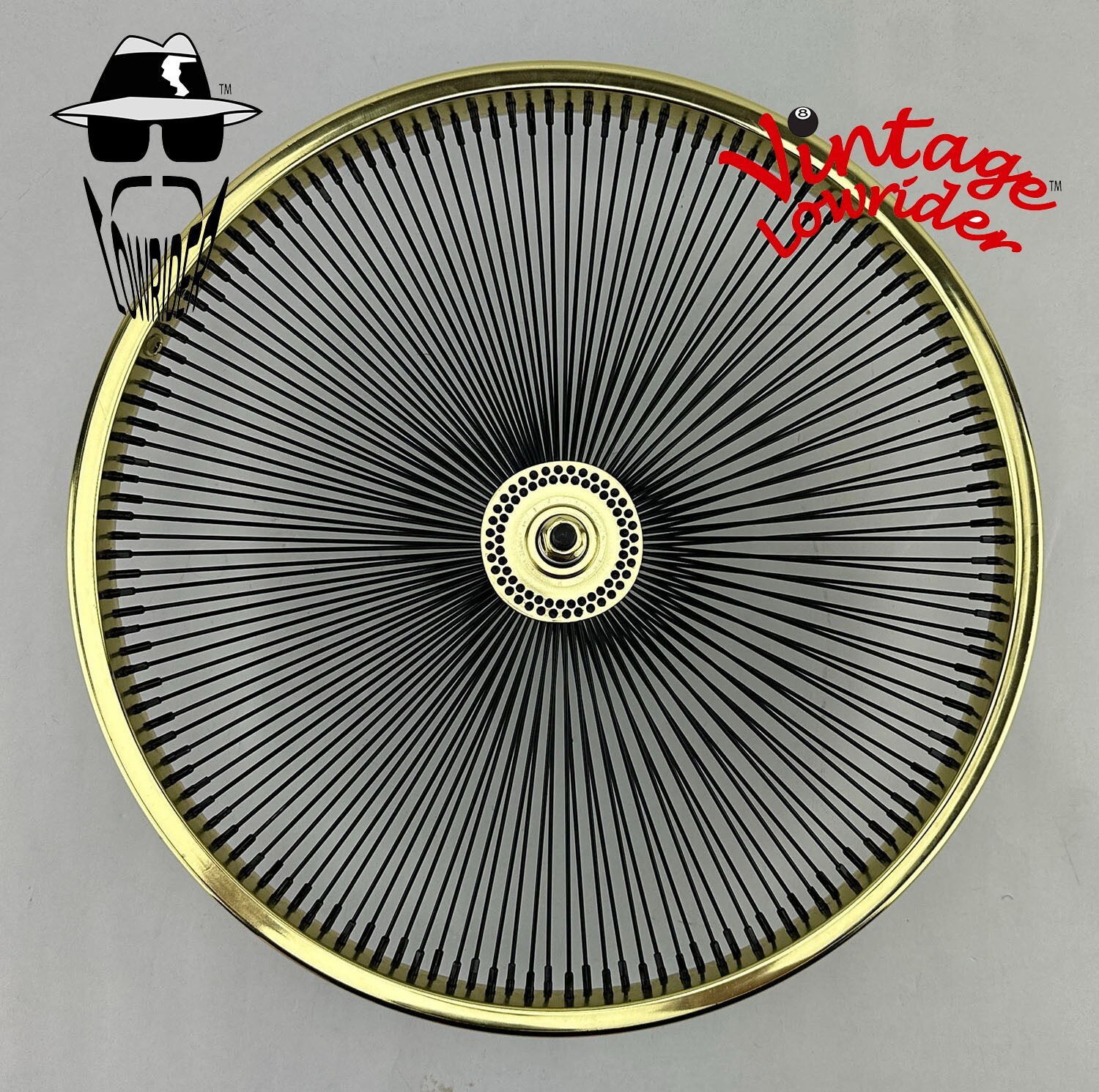 VINTAGE LOWRIDER 20" 144 SPOKE FRONT & COASTER DAYTON 2 TONE GOLD/BLACK RIMS.