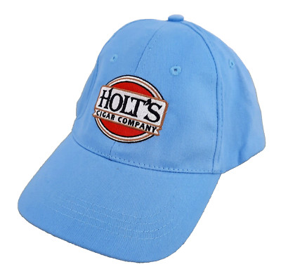 Holt's Cigar Company Adult Baseball Cap Hat  Logo Light Blue Embroidered