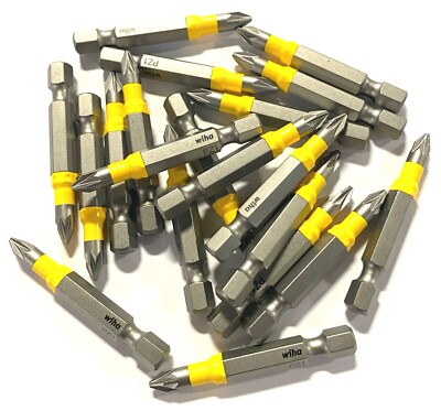 Wiha PoziDriv PZ1 x 50mm Power Bit 1/4'' Hex Drive Impact Screw Bits 20pk