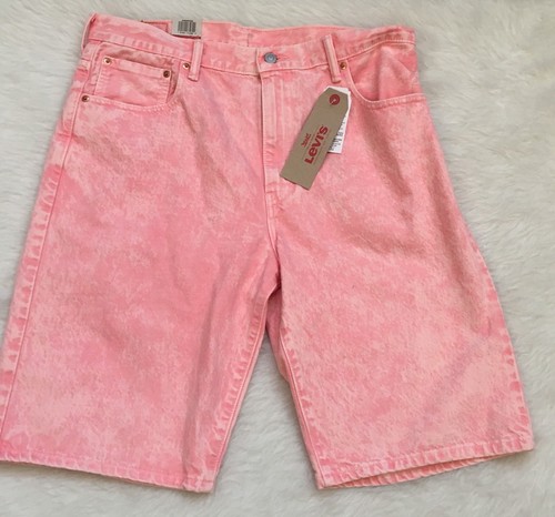 Levis 569 Loose Straight NWT Mens Pink Denim Stone Wash Shorts Size 34 $45