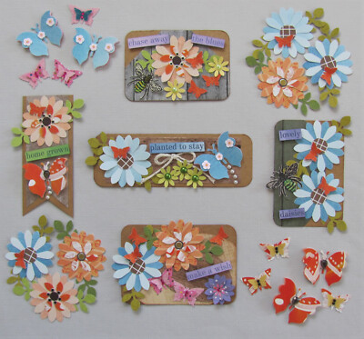 Pre-Made Pages Cluster Pieces Spring Floral Scrapbooking Paper Journals Cards