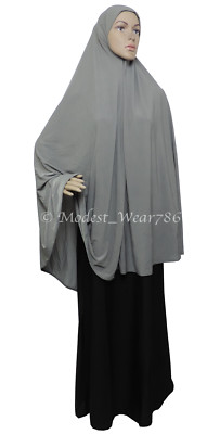 Muslim Prayer One Piece Instant Overhead Hijab Khimar Slip on Thigh Length 