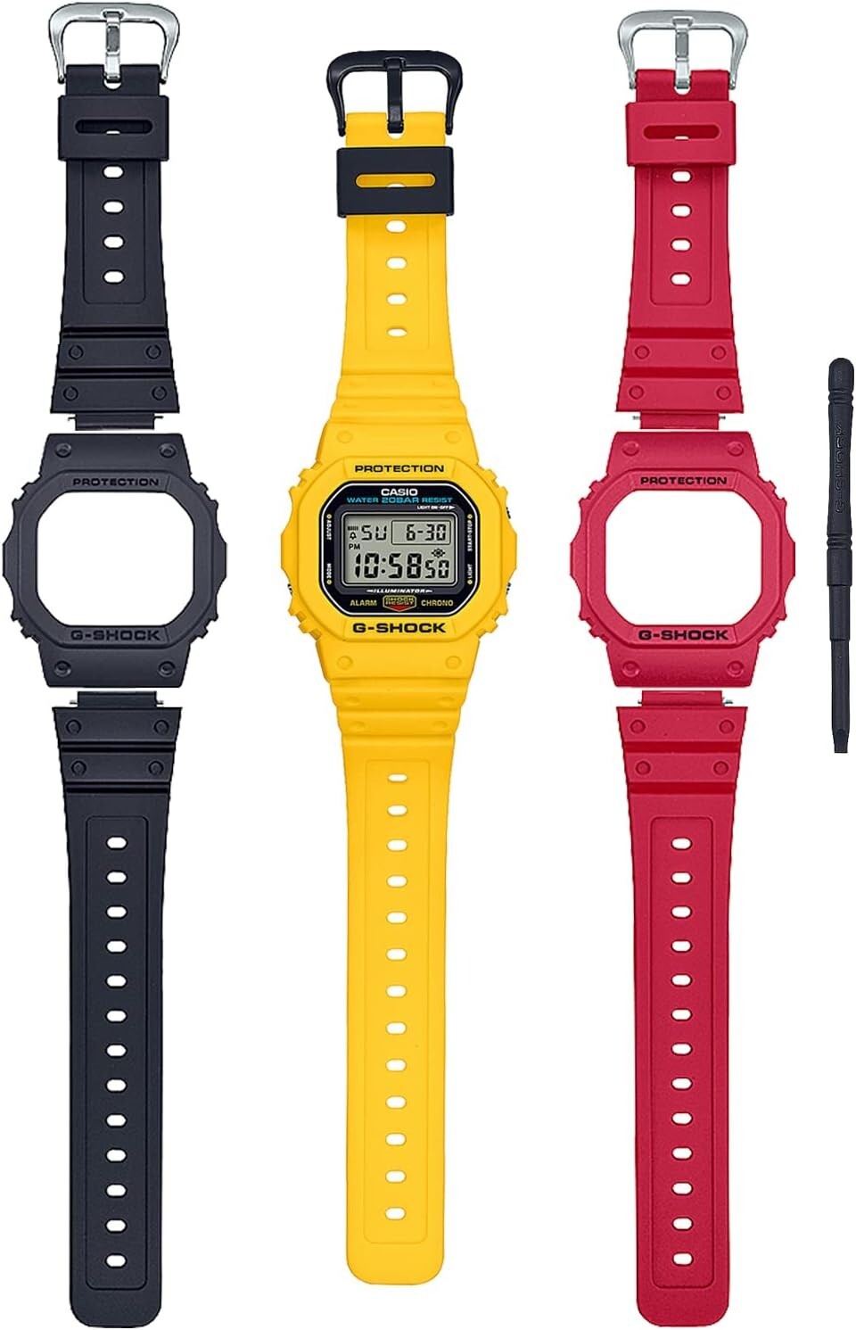 Pre-owned Casio G-shock Dwe-5600r-9jr Revival Color Band Set Extra Case Limited Men Watch