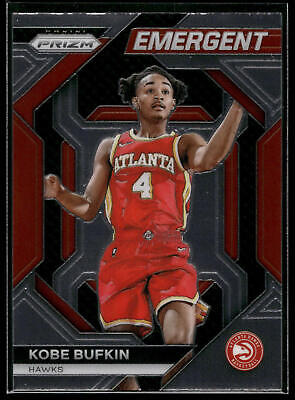 2023-24 Panini Prizm Kobe Bufkin ROOKIE CARD EMERGENT INSERT Atlanta Hawks #9 RC. rookie card picture