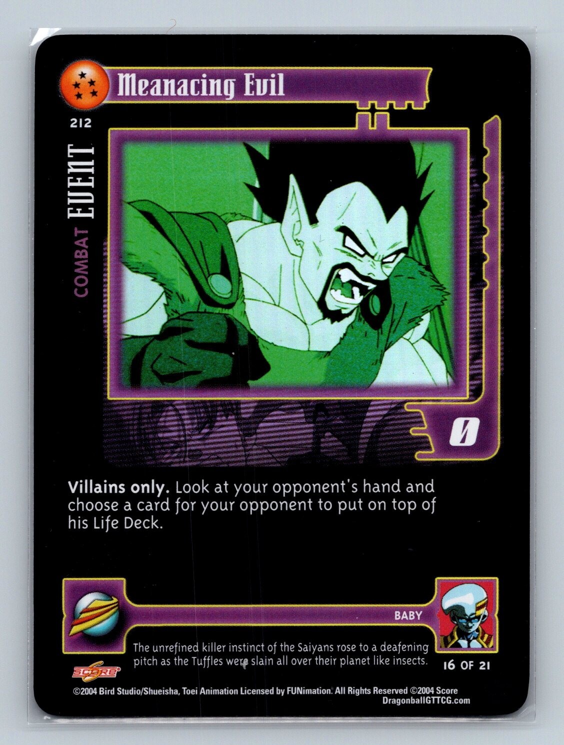 Dragon Ball GT TCG - Meanacing Evil 212 - FOIL RARE - Score Dragon Ball GT TCG - Meanacing Evil 212 - FOIL RARE - Score