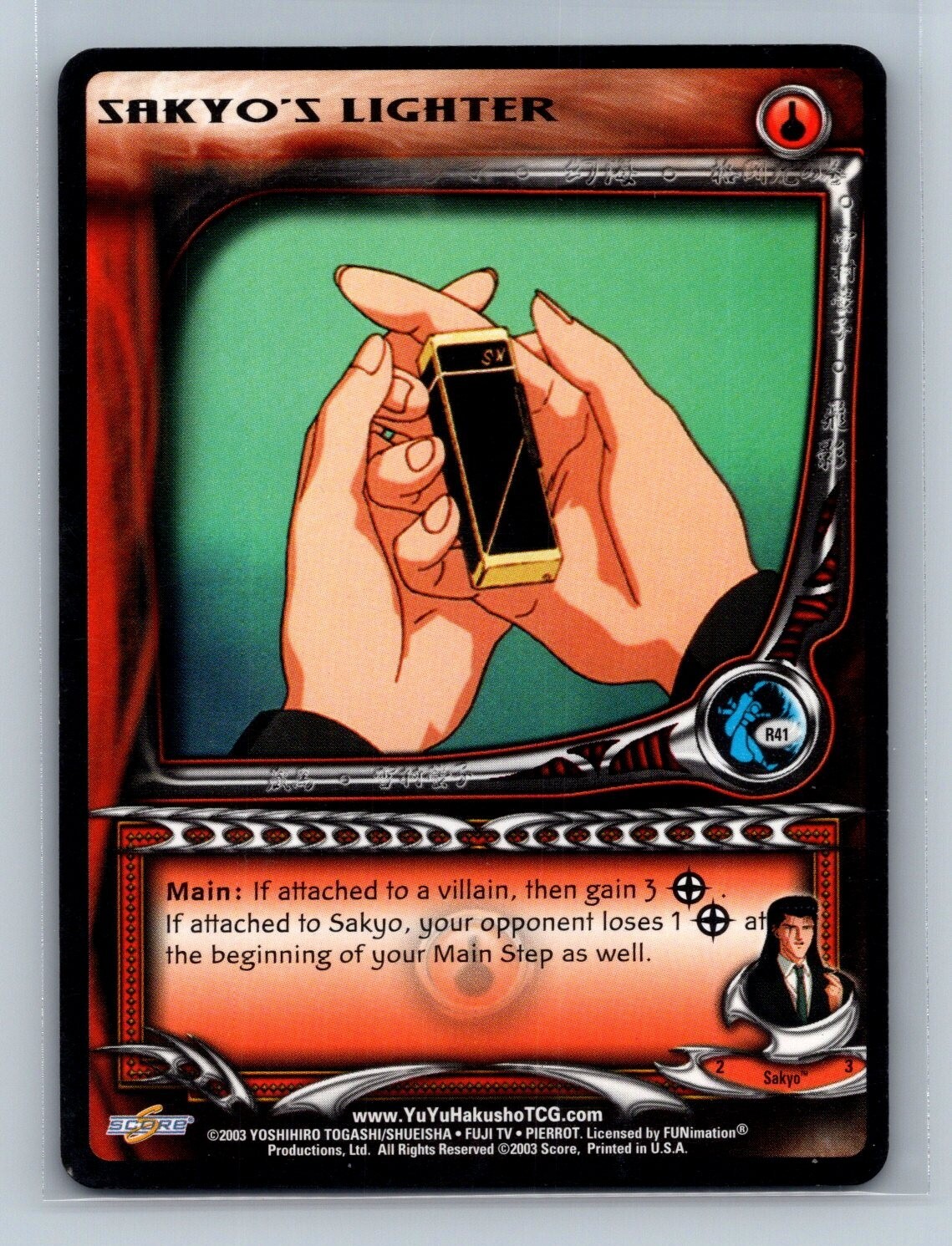 Yu Yu Hakusho TCG - Sakyo's Lighter R41 - RARE - Dark