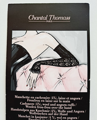 NEW Chantal Thomass Women's Fingerless Black Wool Cashmere Gloves