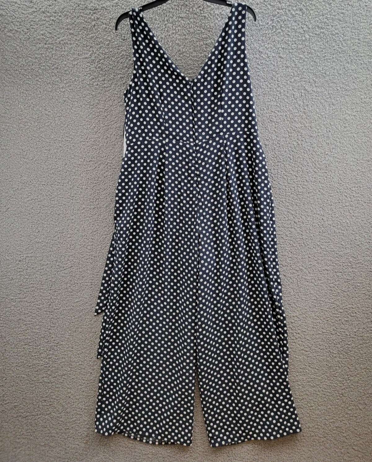 London Times Plus Polka-Dot Crepe Jumpsuit Women's 16W Navy/White Surplice Neck - Picture 10 of 17