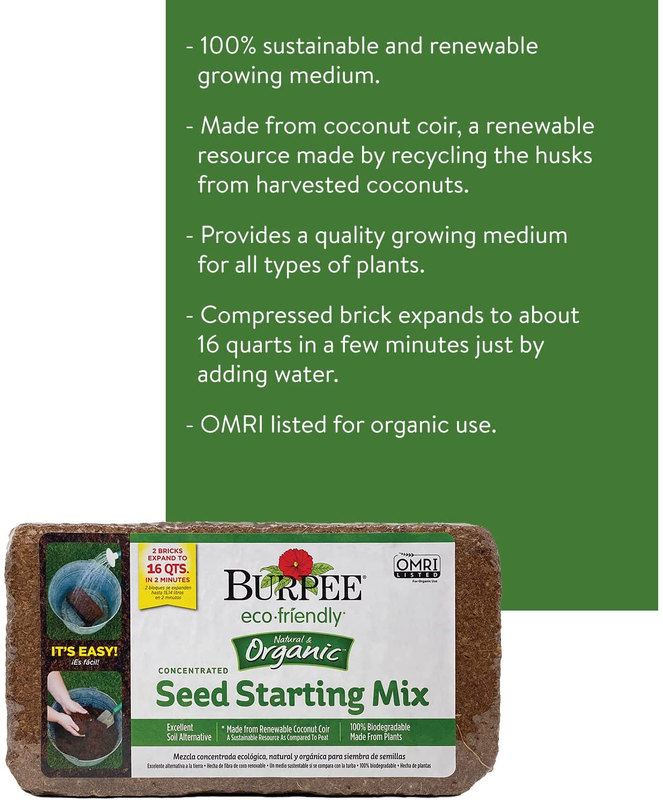 Burpee Organic Coconut Coir Concentrated Seed Starting Mix, 16 Quart