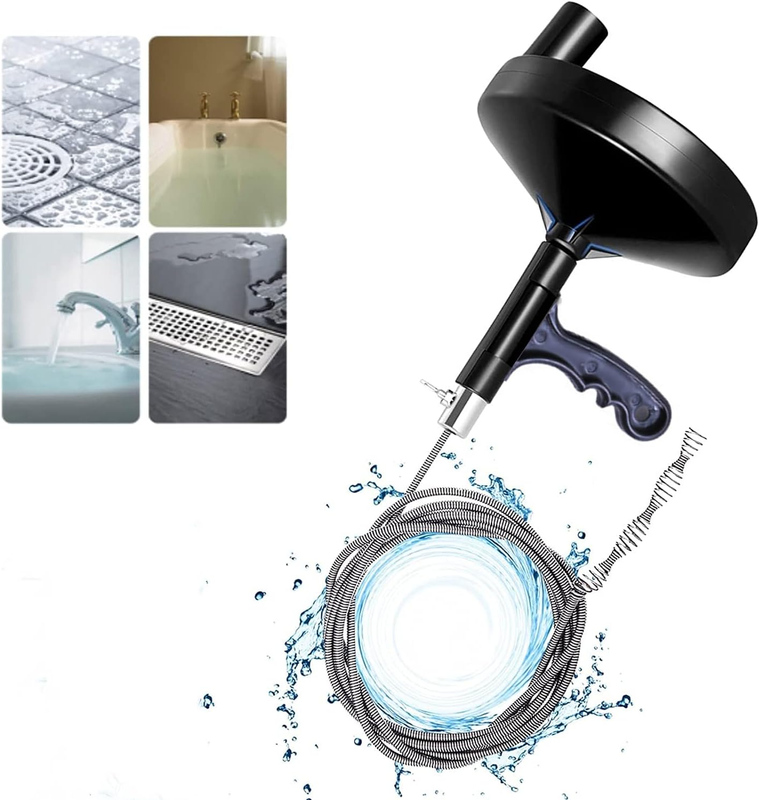 Plumbing Snake 16-FT（5M）, Drum Auger, Heavy Duty Pipe Snake Sink Snake Cleaner D