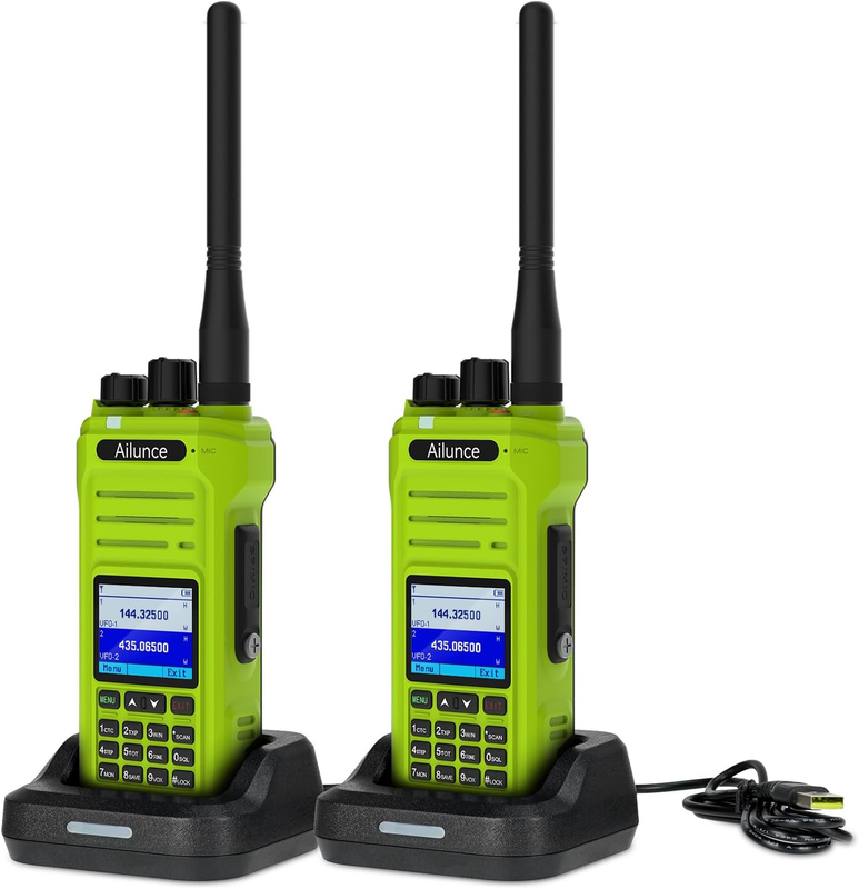 Ailunce HA1G GMRS Radio, Upgrade Chirp, GMRS Handheld Radio, IP67 Waterproof, USB C Rechargeable, Repeater Capable, NOAA, 2 Way Radio Long Range for Hunting, Camping, Emergency (Green 2 Pcs)