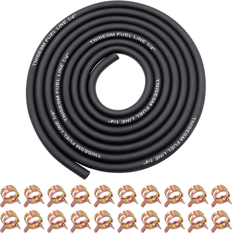 1/4 Inch ID Fuel Line Hose 10Ft + 20 Hose Clamps for Small Gas Engines.