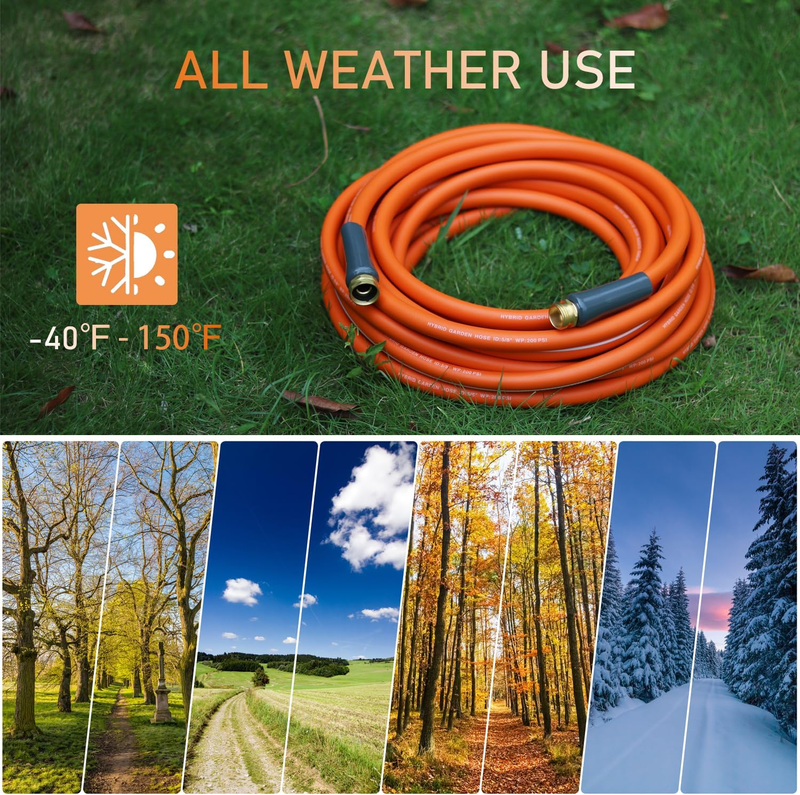 Dayistools Heavy Duty Hybrid Garden Hose 50 Ft, Flexible Kink Resistant Water Ho