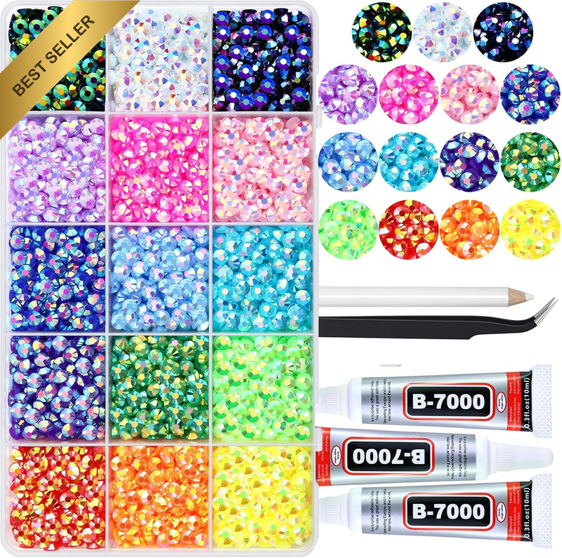 6000PCS 5MM Resin Jelly Rhinestones for Crafts Nails, 15 Colors SS20 Flatback Rh