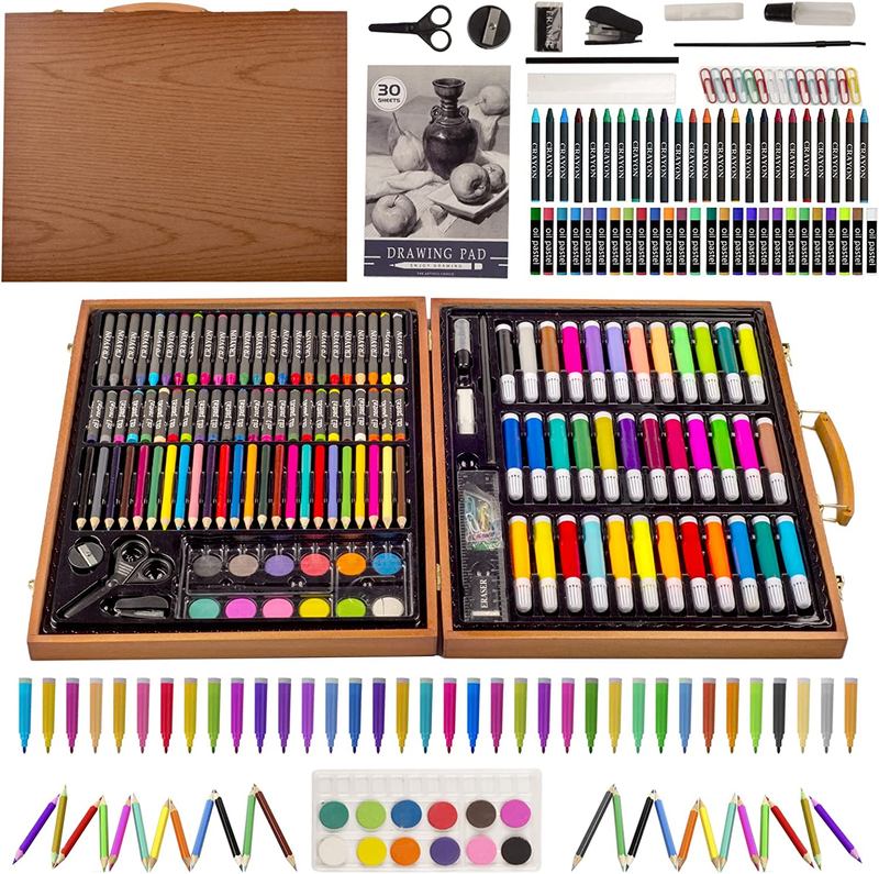 Art Set, 150 PCS Art Supplies, Wooden Coloring Drawing Paint