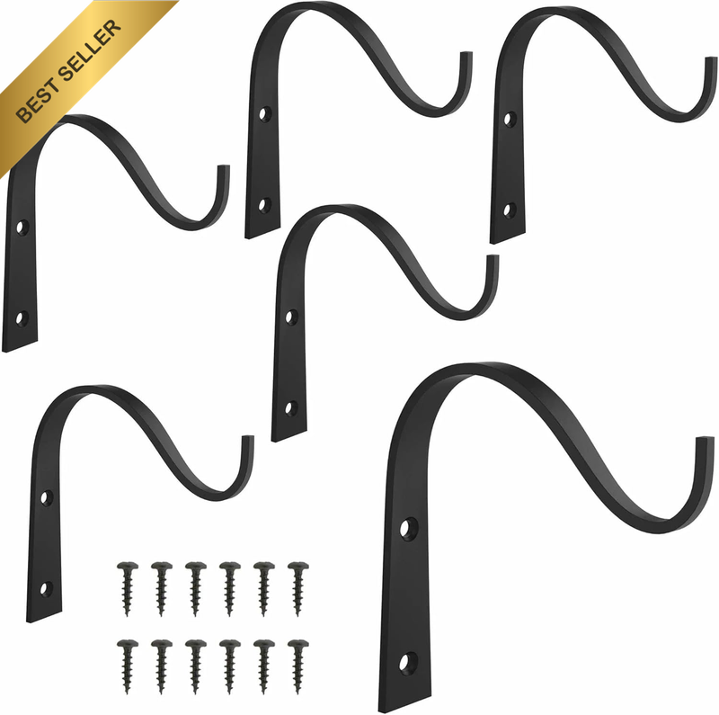 Decorative Metal Wall Hook for Hanging Plants Outdoor, 6 Pcs Plant Hanger Bracke
