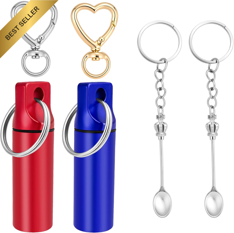 6Pc Convenient Pill Holder Keychain – Portable Medicine Keychain Organizer, Comp