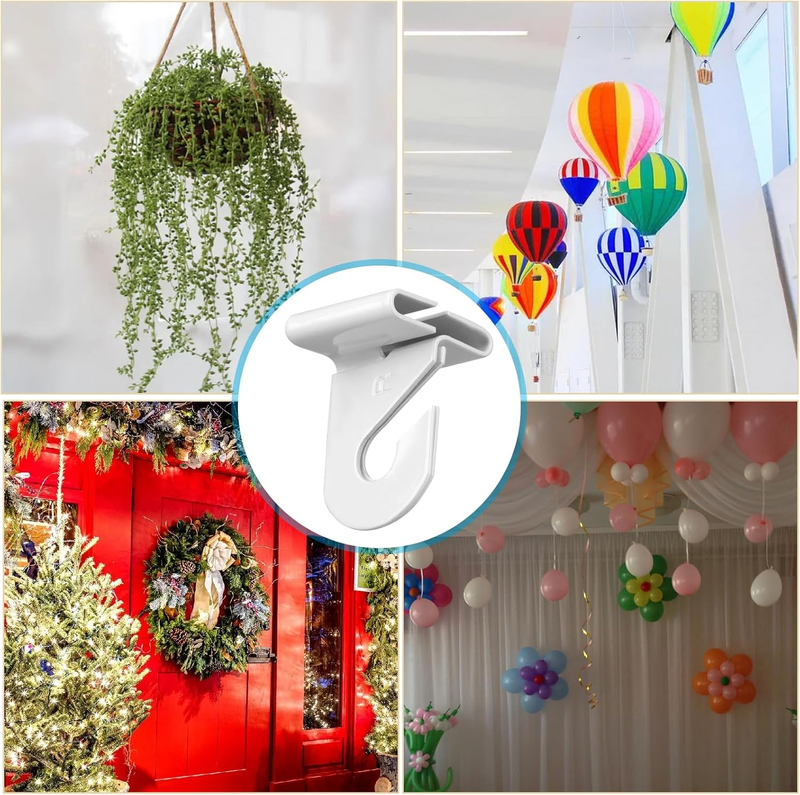 34 Pcs Ceiling Hooks, Durable Heavy Duty Aluminum Alloy Ceiling Hangers White Dr