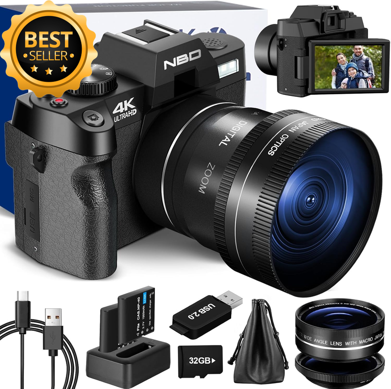 Digital Camera for Photography 4K 48MP Autofocus Vlogging Camera, 16X Digital Zo