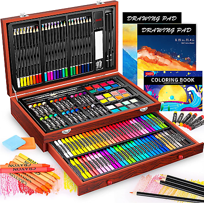 Art Supplies 153-Pack Deluxe Wooden Art Set Crafts Drawing Painting