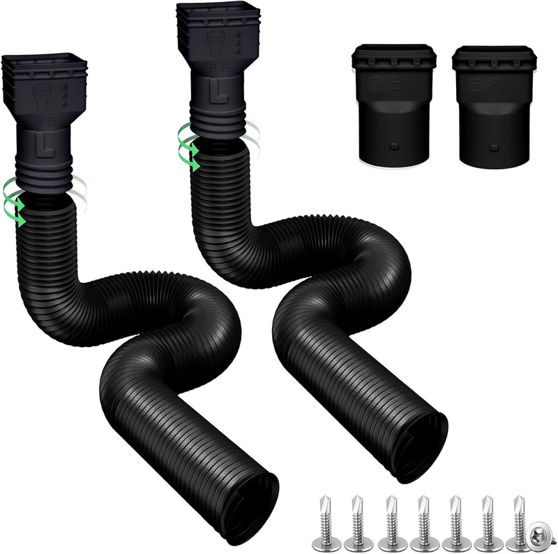 2-Pack Rain Gutter Downspout Extensions: Upgraded Drain Downspout Extender Flexi