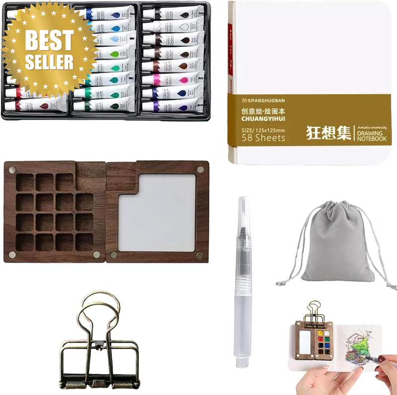 Art Supplies Mini Paint Travel Watercolour Set Kit Small Watercolor Paint-Only S