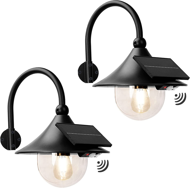 2 Pack Solar Barn Lights Outdoor with 3 Lighting Modes,  Motion Sensor Solar Wal