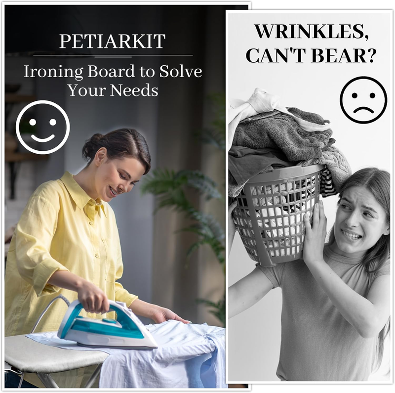 Ironing Board，12’’*36’’ Heat Resistant Cover Iron Board with Steam Iron Rest, Fo