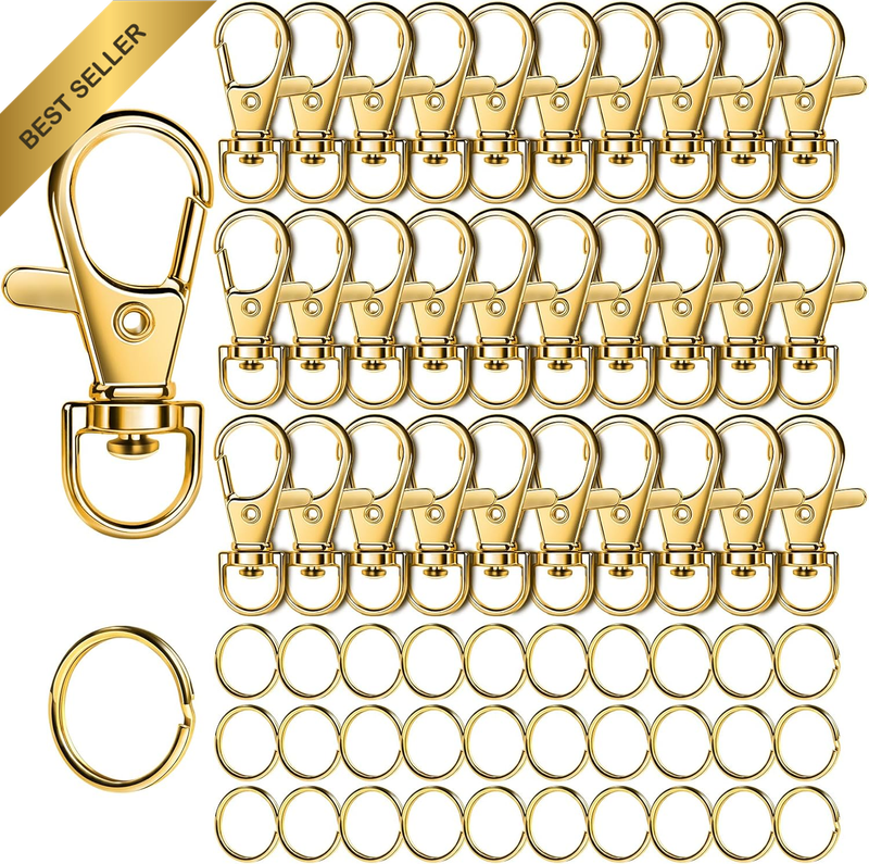 60PCS Lobster Claw Clasps and Key Rings, 30PCS Keychain Clips and 30PCS Key Chai