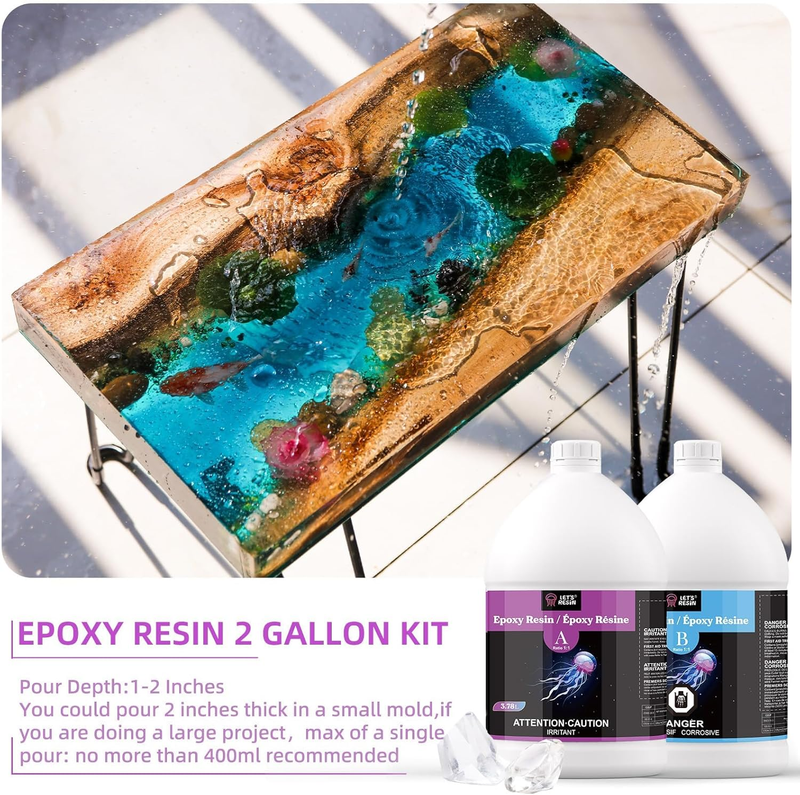Epoxy Resin Kit, 2 Gallon (7.6 L) 256oz Epoxy Resin, Bubble Free & Crystal Clear