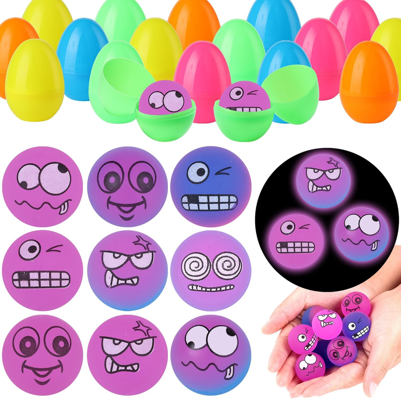 18PCS Easter Eggs with Glow in Dark Bouncy Balls Prefilled Kid...