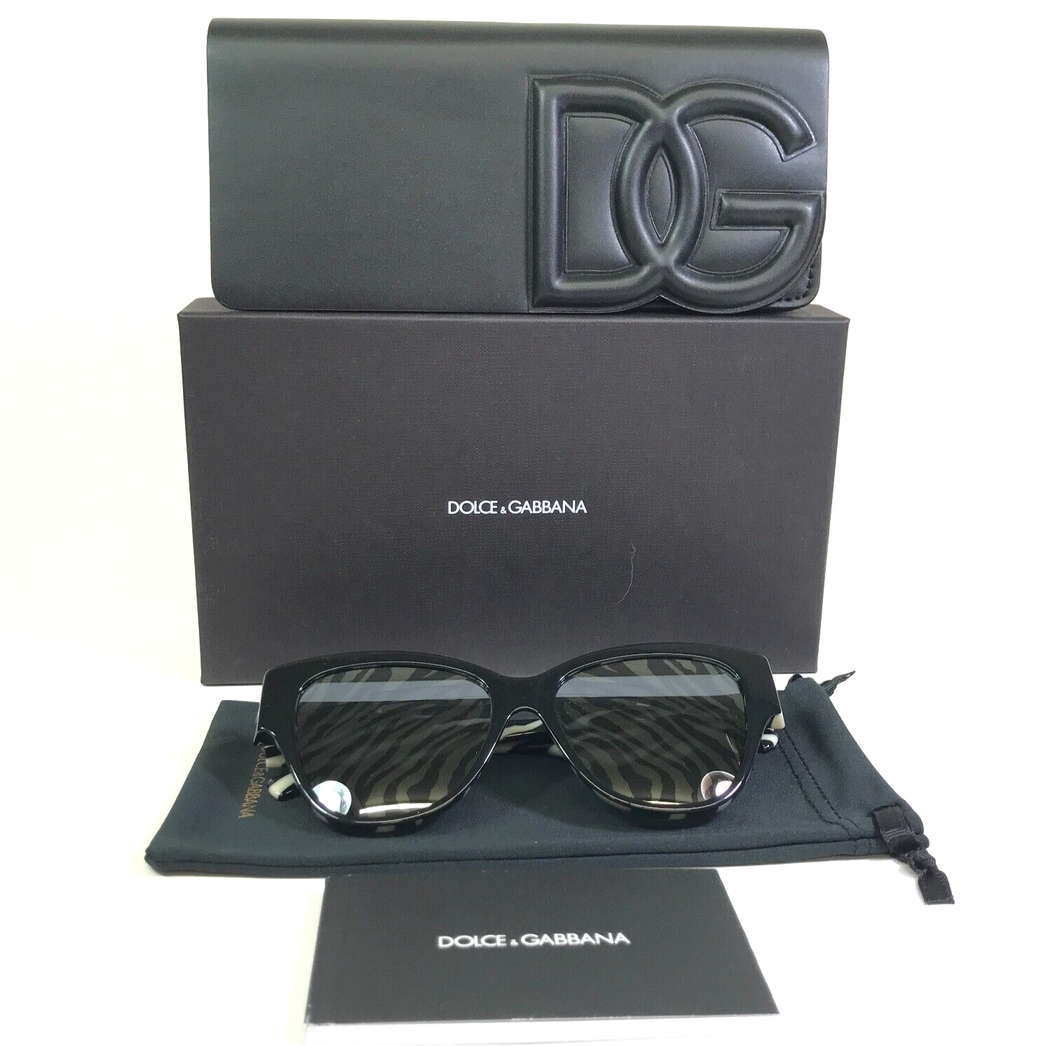 Pre-owned Dolce & Gabbana Dolce And Gabbana Sunglasses Dg4449 3450/p Black On Zebra With Zebra Lenses