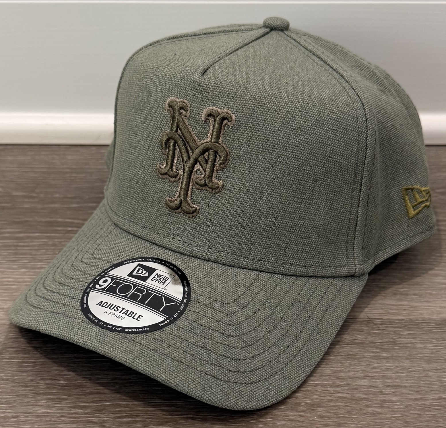 New York Mets New Era 9Forty A-Frame Snapback Adjustable Olive Green MLB Hat Cap