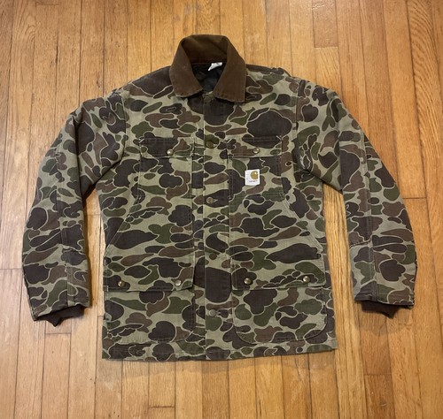 ジャケット・アウター 80s carhartt hunting jacket duck camo M Vintage Carhartt Duck Camo Hooded Jacket Thermal Lined 80s