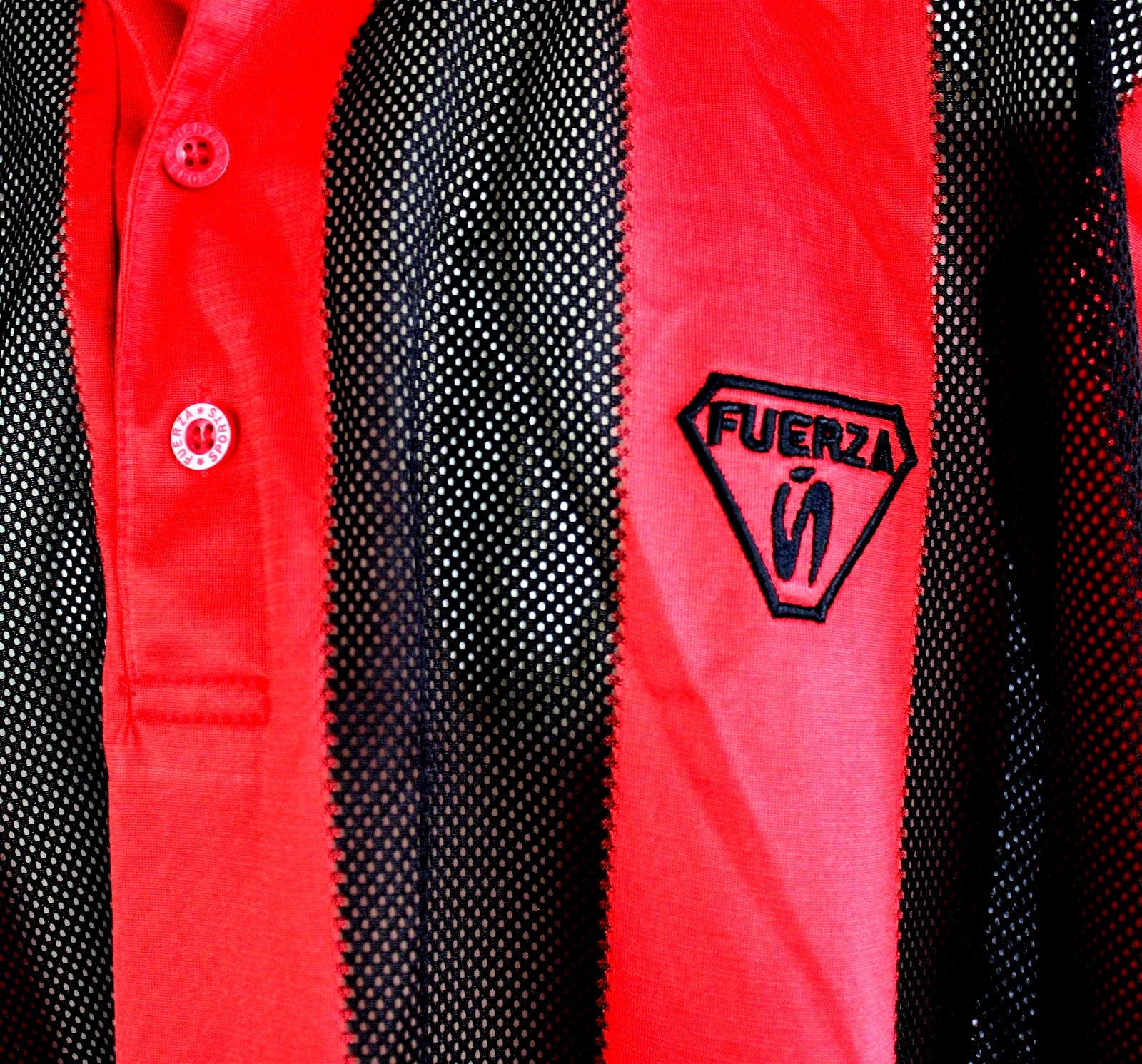 Fuerza Jersey Soccer Futbol Polo Men's Shirt Red Black Striped L Large Athletic