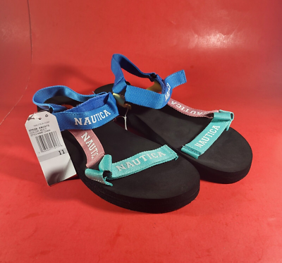 Nautica Womens Chani Multi Flat Strappy Sandals Shoes Size 11 New