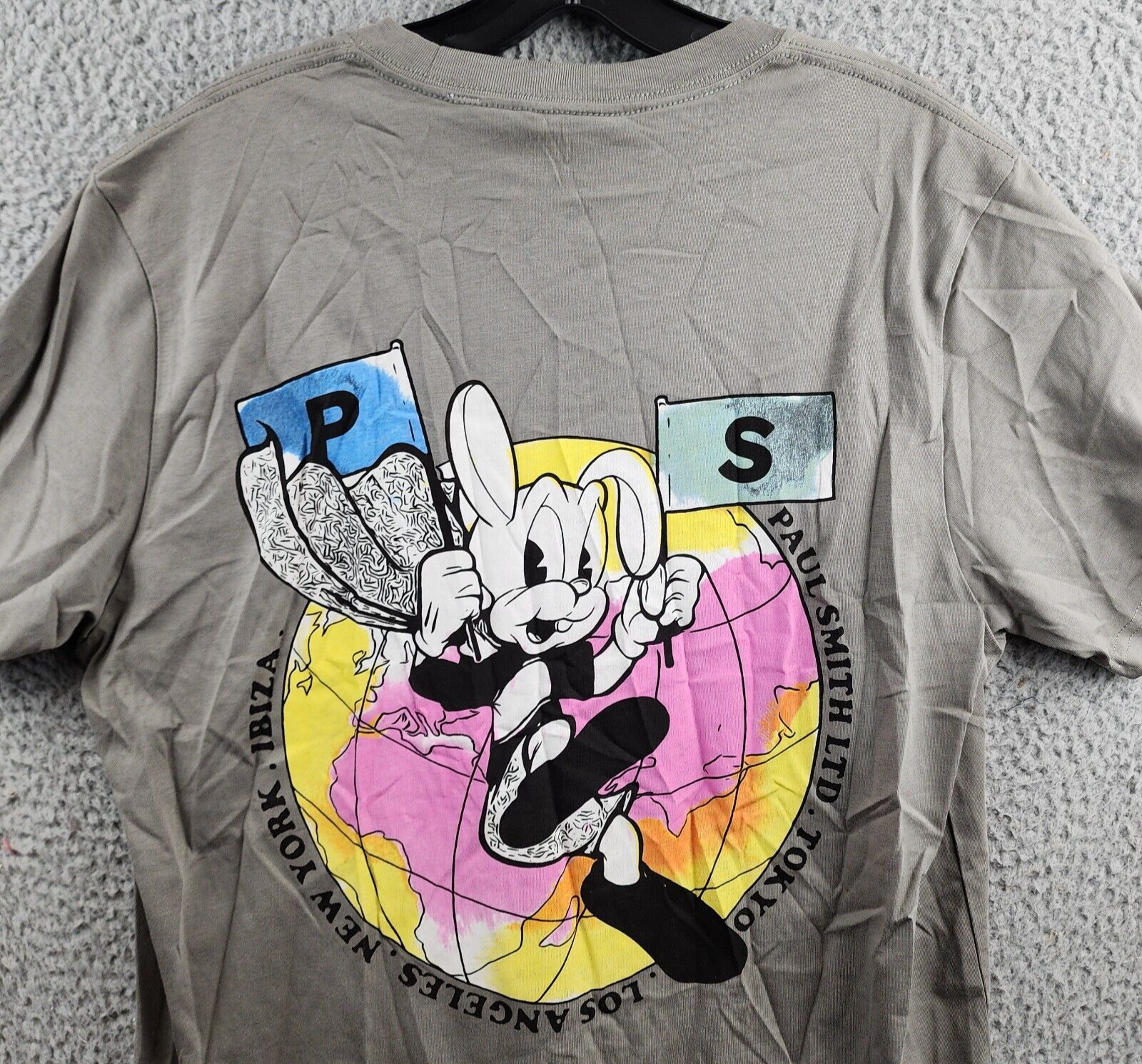 PS Paul Smith Slim Fit Rabbit Print Tee Men's XL Gray Crew Neck Short Sleeve~ - Picture 15 of 15