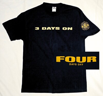 HONOLULU FIRE DEPT Shirt LARGE Blue - 3 DAYS ON 4 DAYS OFF - Hawaii HFD Logo