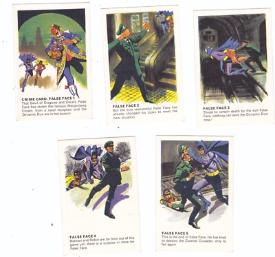 RARE 1966 BATMAN Macleans Toothpaste Cards - 5 Card FALSE FACE Subset