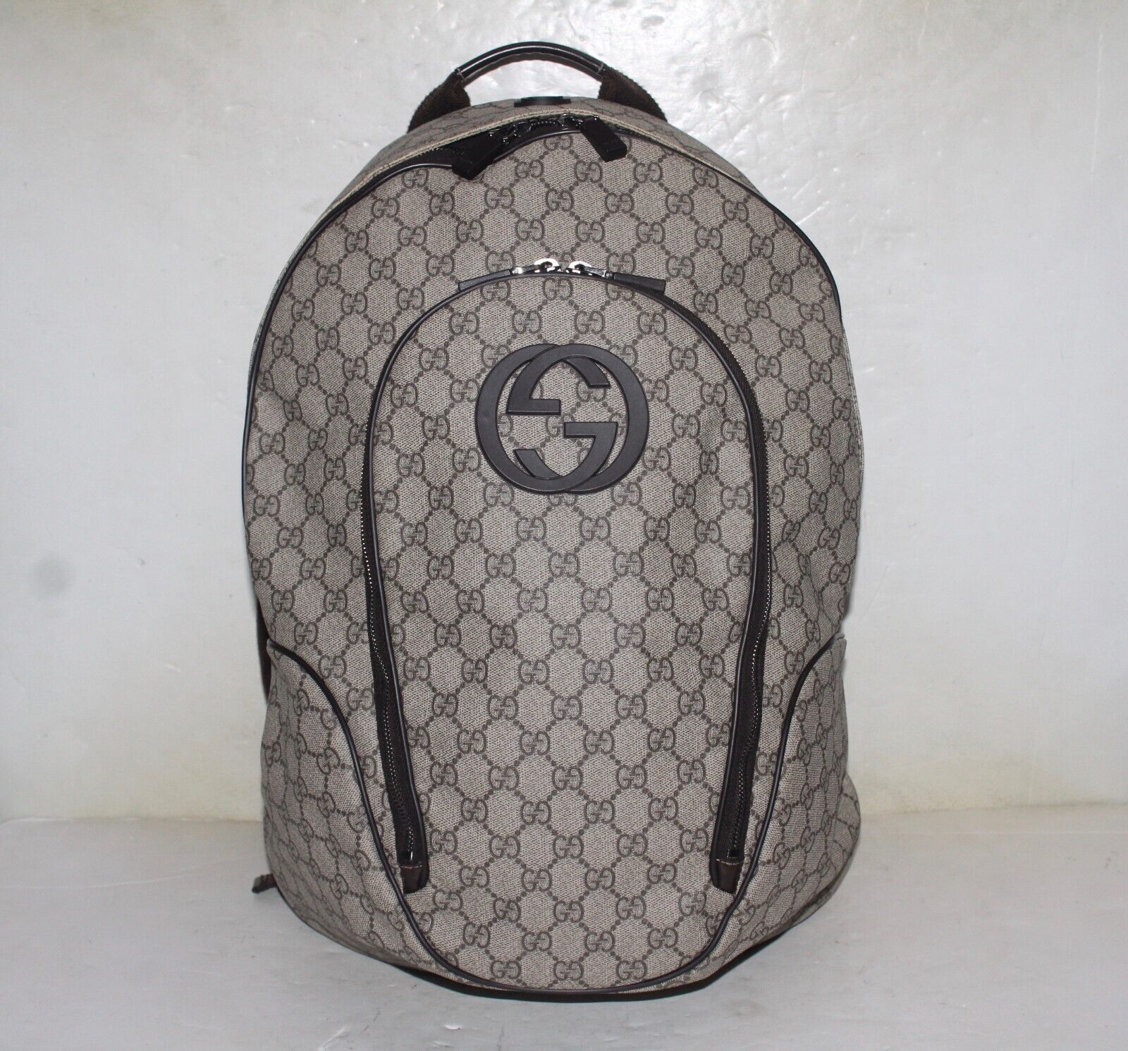 Gucci Interlocking G Backpack GG Coated Canvas Medium Brown Gucci Interlocking G Backpack GG Coated Canvas Medium Brown
