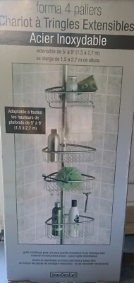 New Interdesign 4 Tier Tension Pole Caddy Satin Silver