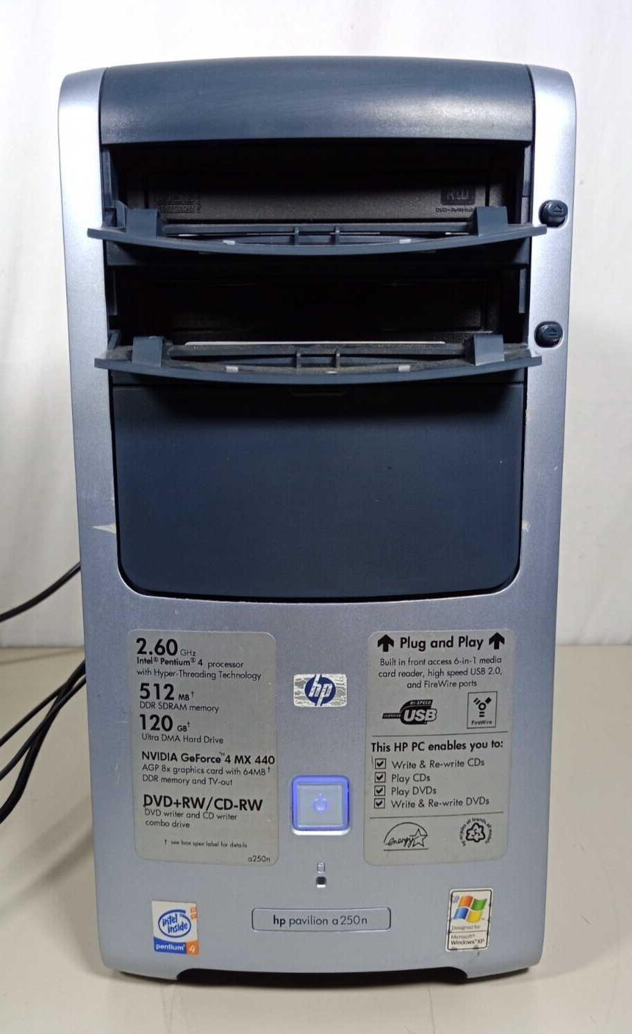 Vintage HP Pavilion a250n Desktop Tower Computer a000