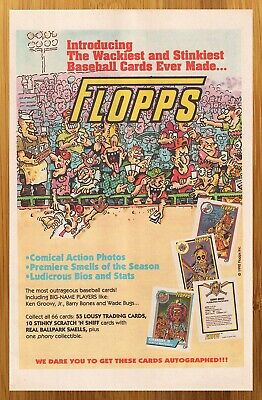 1992 Flopps Baseball Trading Cards Print Ad/Poster Funny Sports 90s Kid Pop Art