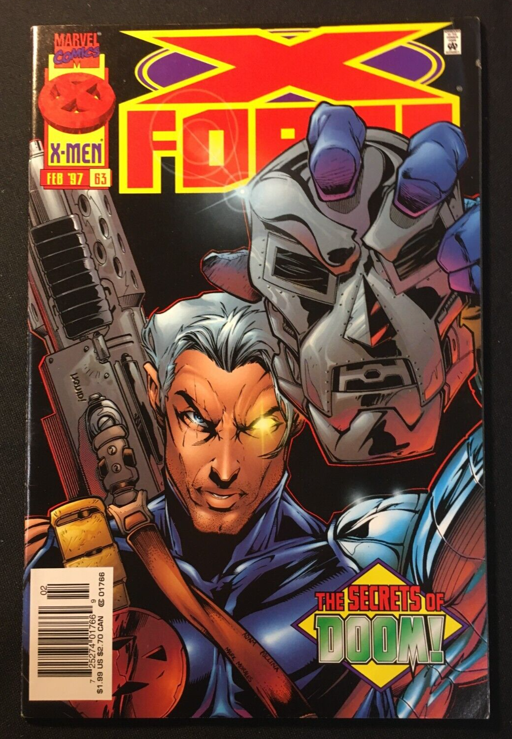 パーツ marvel X-Force 63 NEWSTAND VARIANT Cable DR DOOM SHIELD Cable V 1