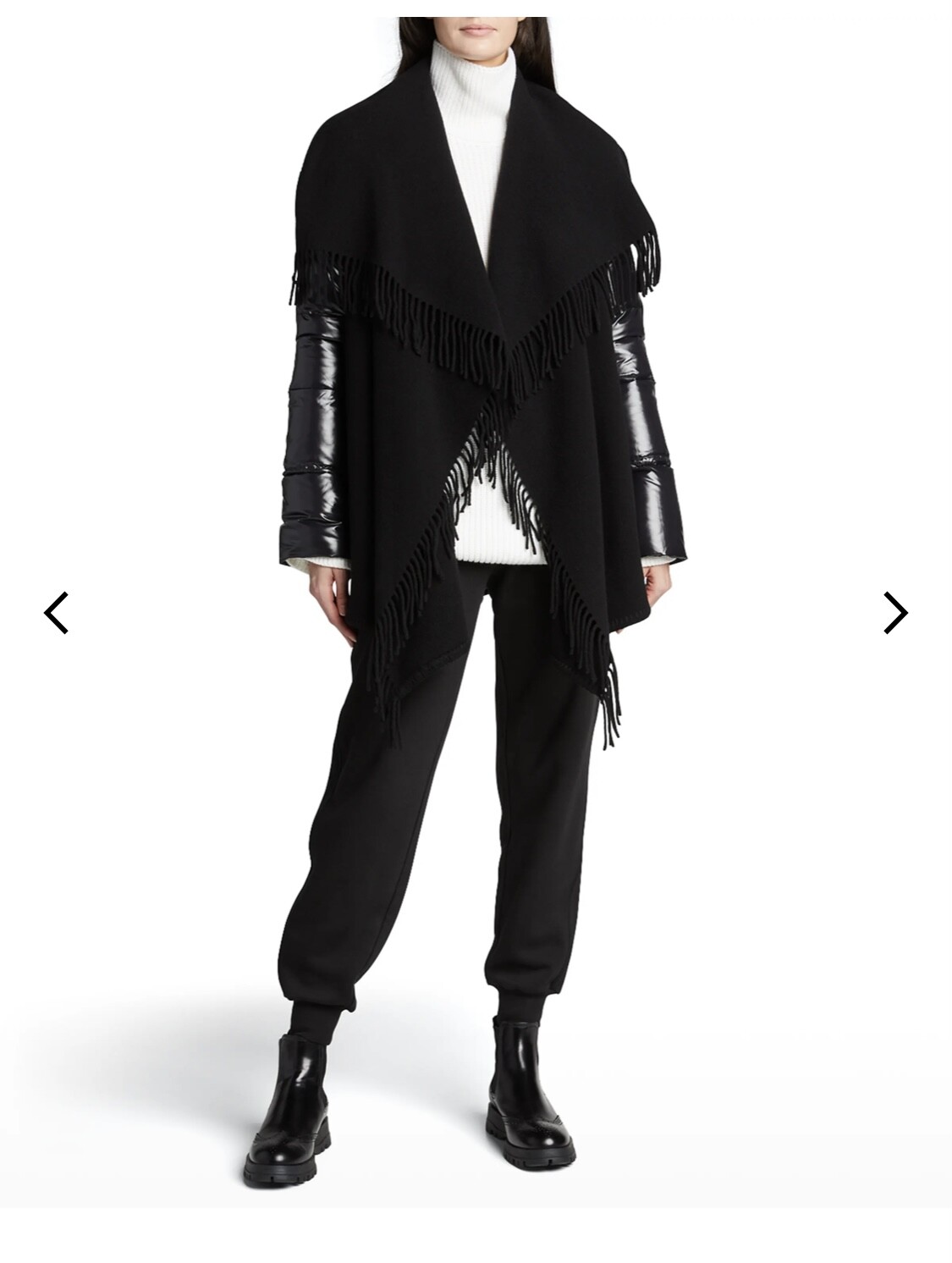 NEW MONCLER Mantella Puffer-Sleeve wool cape Size-S Made in