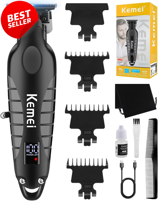 2293 Cordless T-Blade Hair Trimmer LCD Zero Gap Beard Clipper Barber Kit - US